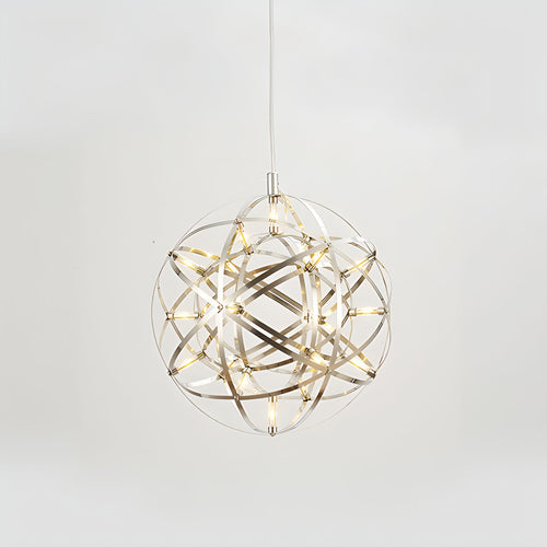 Dining Room Pendant Light With Polished Stainless Steel Sphere