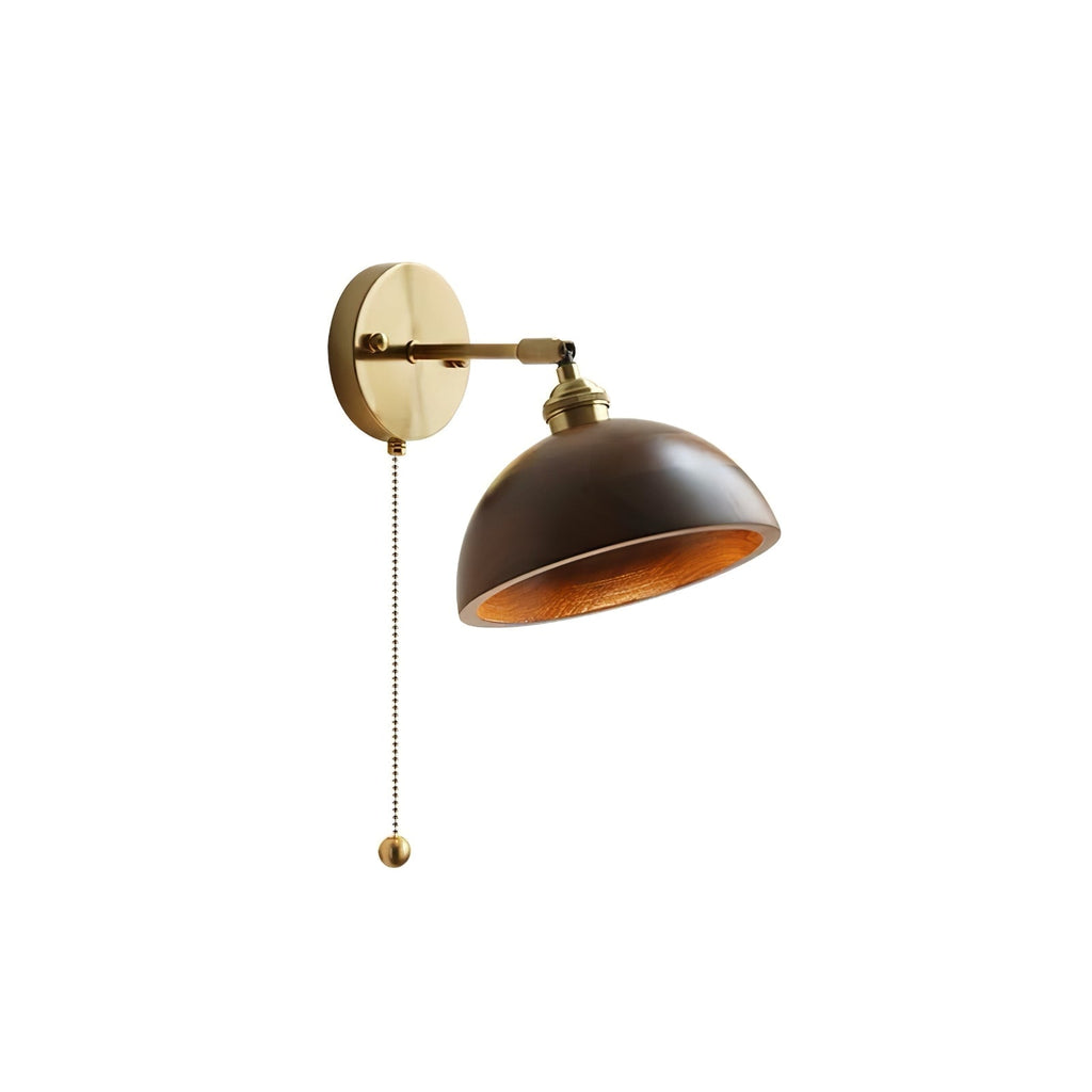 Vintage Wood Wall Lamp Brass Walnut Sconce Light | Ormexis