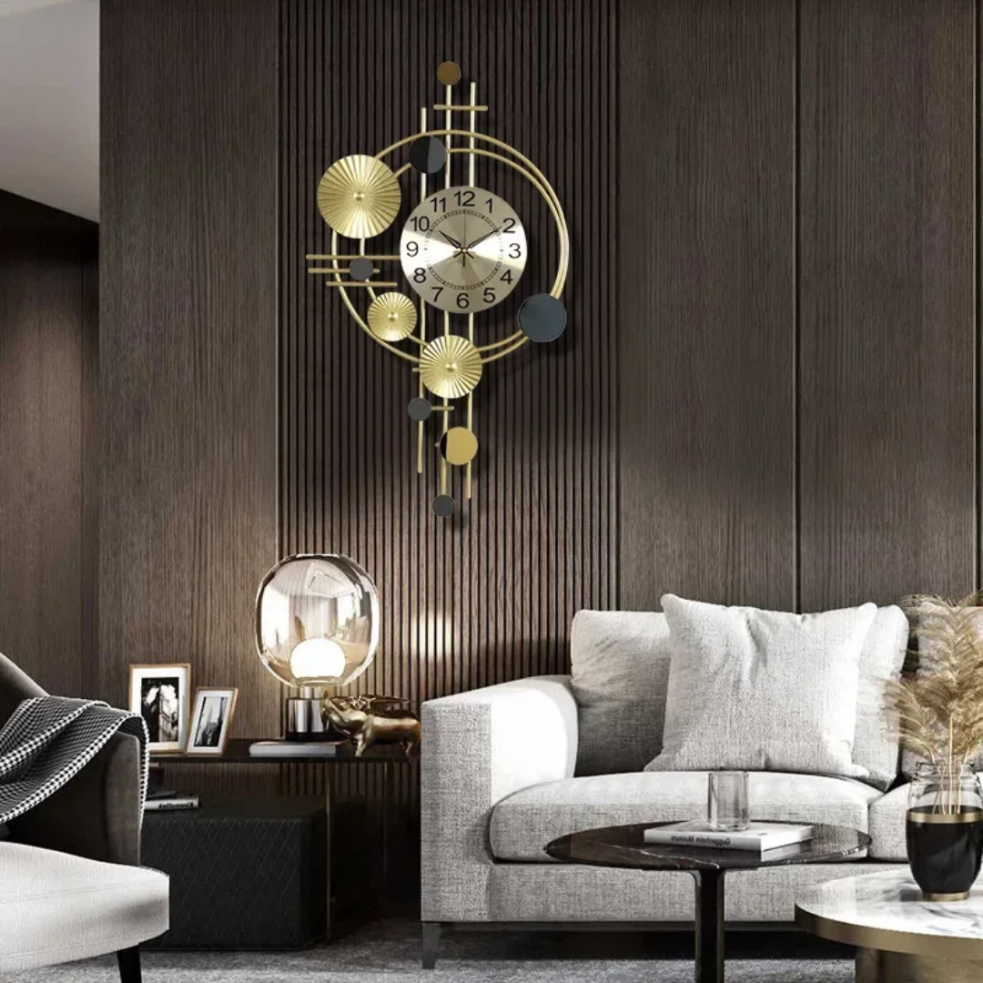 Sculptural Gold Orbit Wall Clock | Ormexis