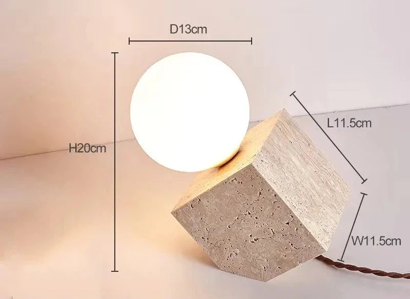Stone Cube Orb Table Lamp | Ormexis