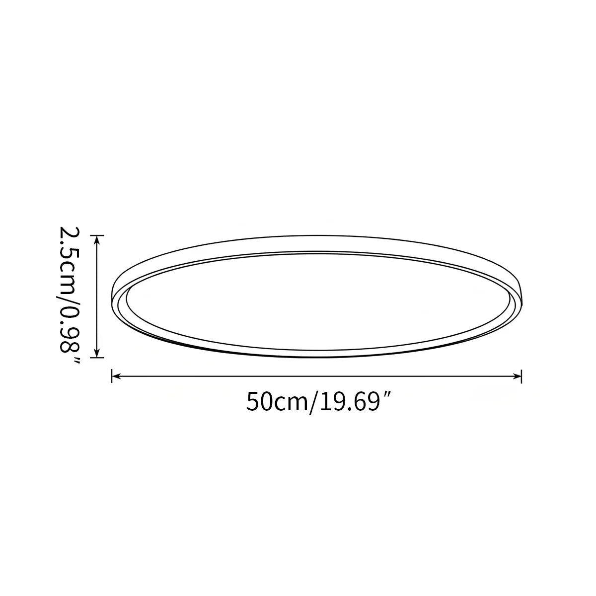 Bedroom Ceiling Light With Slim Flush Mount, Round Profile