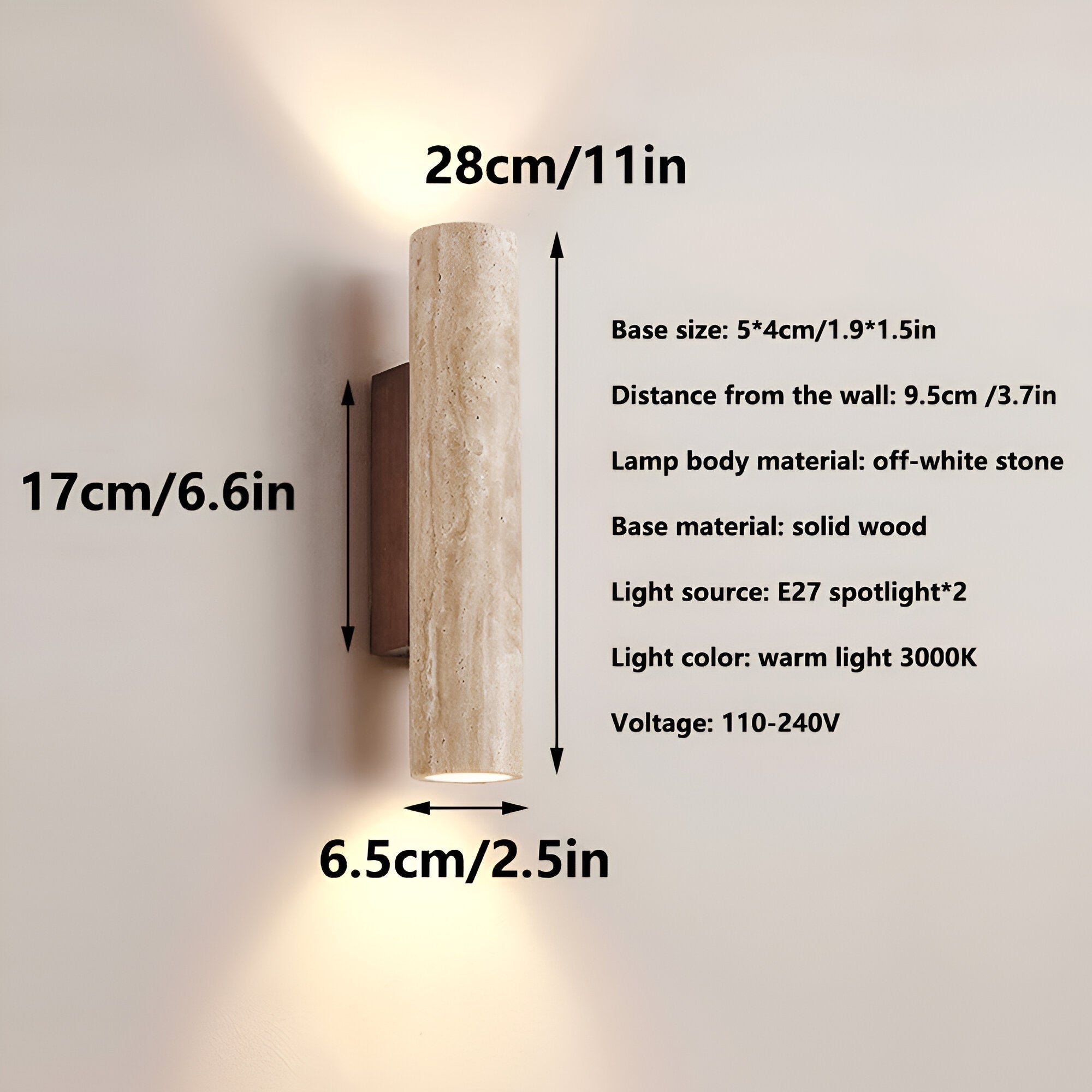 Travertine Cylinder Wall Sconce | Ormexis