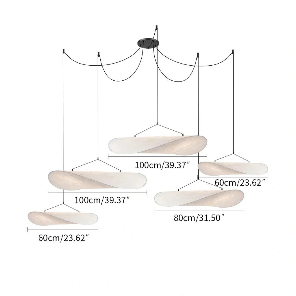 Zen umělecká závěsná lampa Cloud Silk do obývacího pokoje, lampa ve tvaru bramborové lupínky