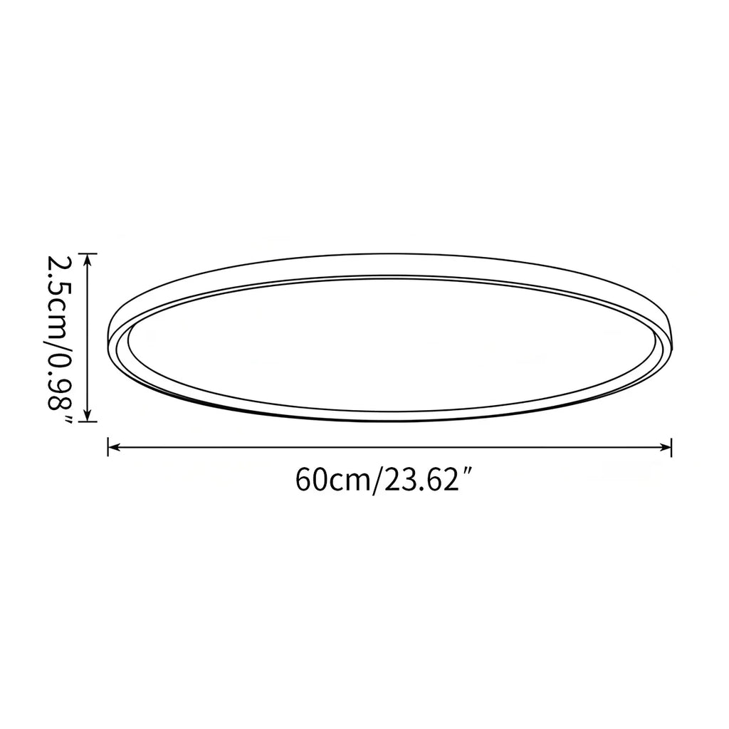 Bedroom Ceiling Light With Slim Flush Mount, Round Profile