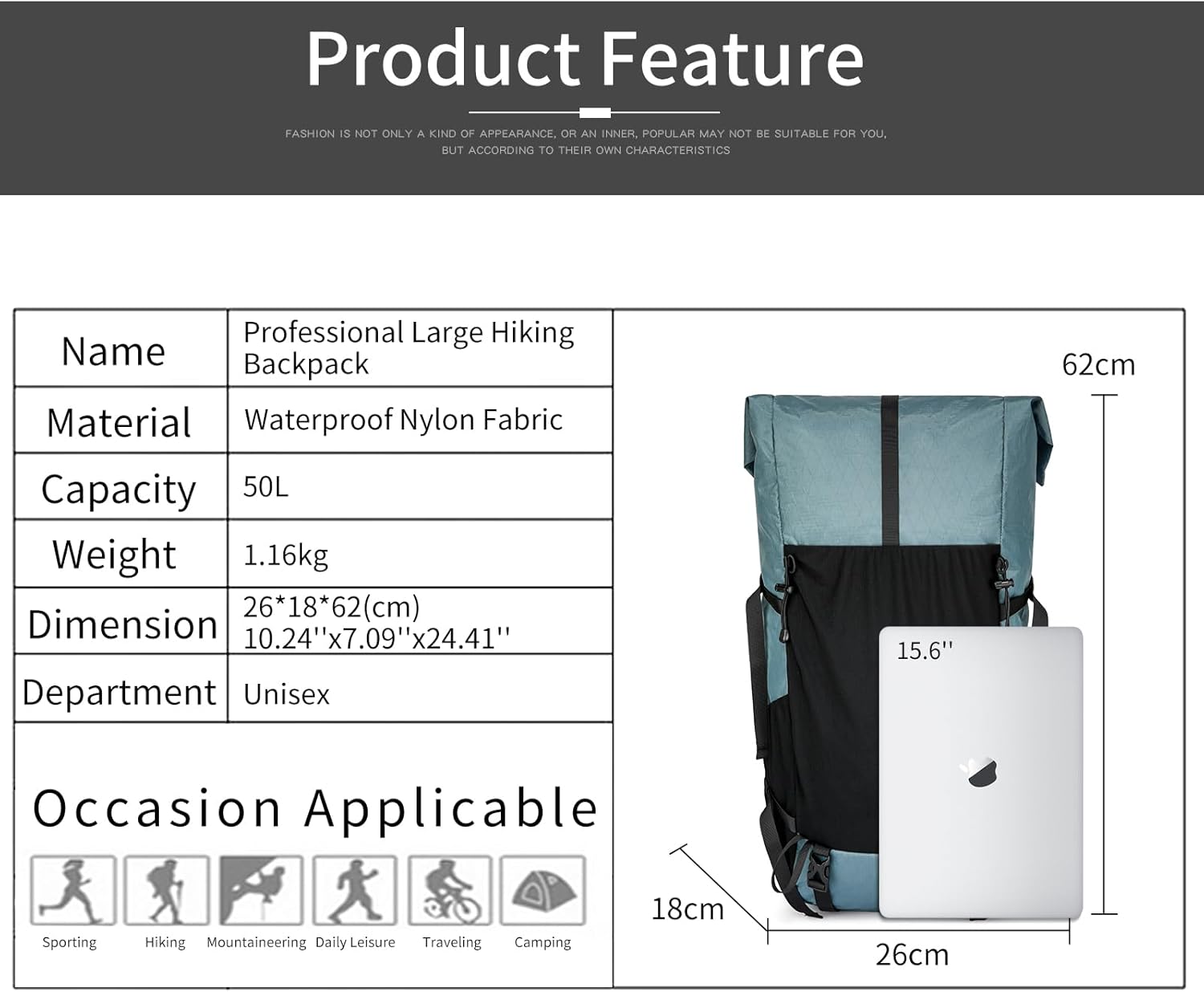 Adventure Gear 50L Hiking Pack With Internal Frame For Mountain Climbing And Camping - Ormexis