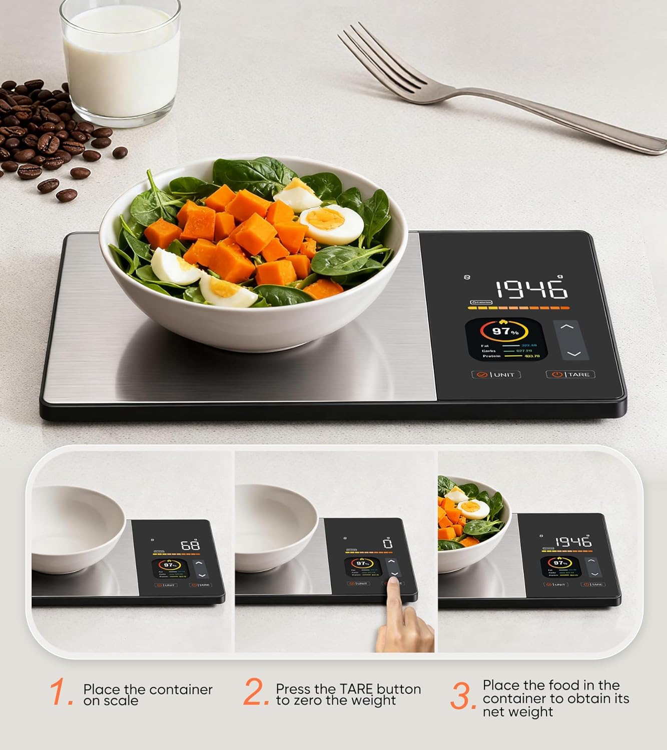 Balance nutrition intelligente : écran TFT, synchronisation avec application pour le suivi des calories et des macronutriments