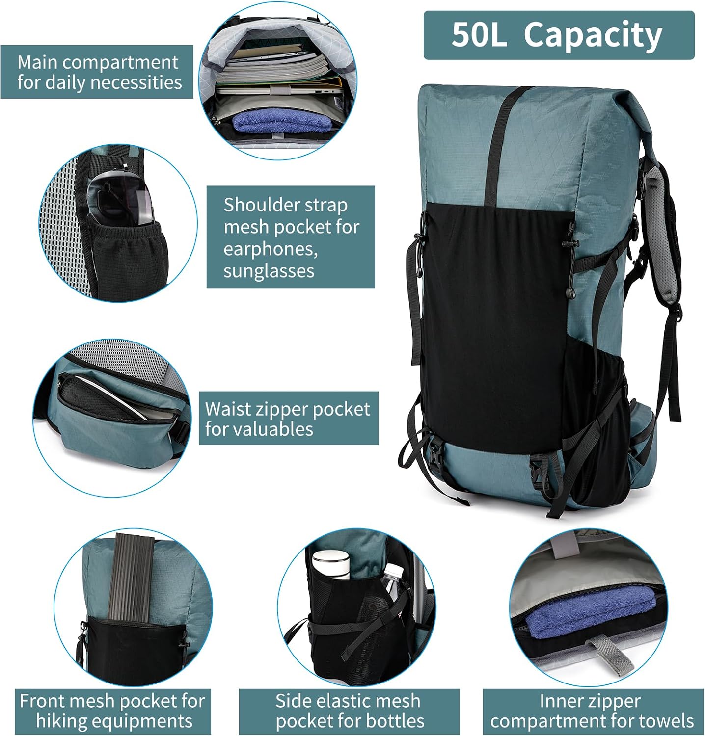 Adventure Gear 50L Hiking Pack With Internal Frame For Mountain Climbing And Camping - Ormexis