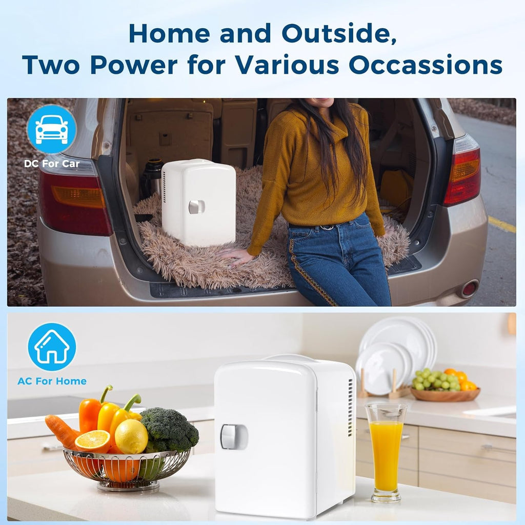 Mini nevera compacta de 4L con estantes ajustables para dormitorio, coche u oficina