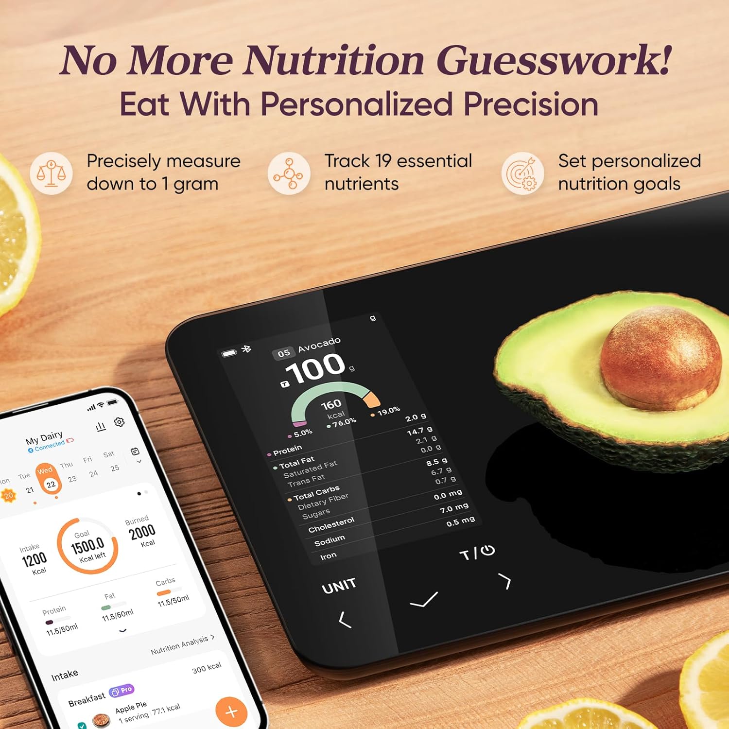 Balance de cuisine intelligente pour des données nutritionnelles précises et la préparation des repas