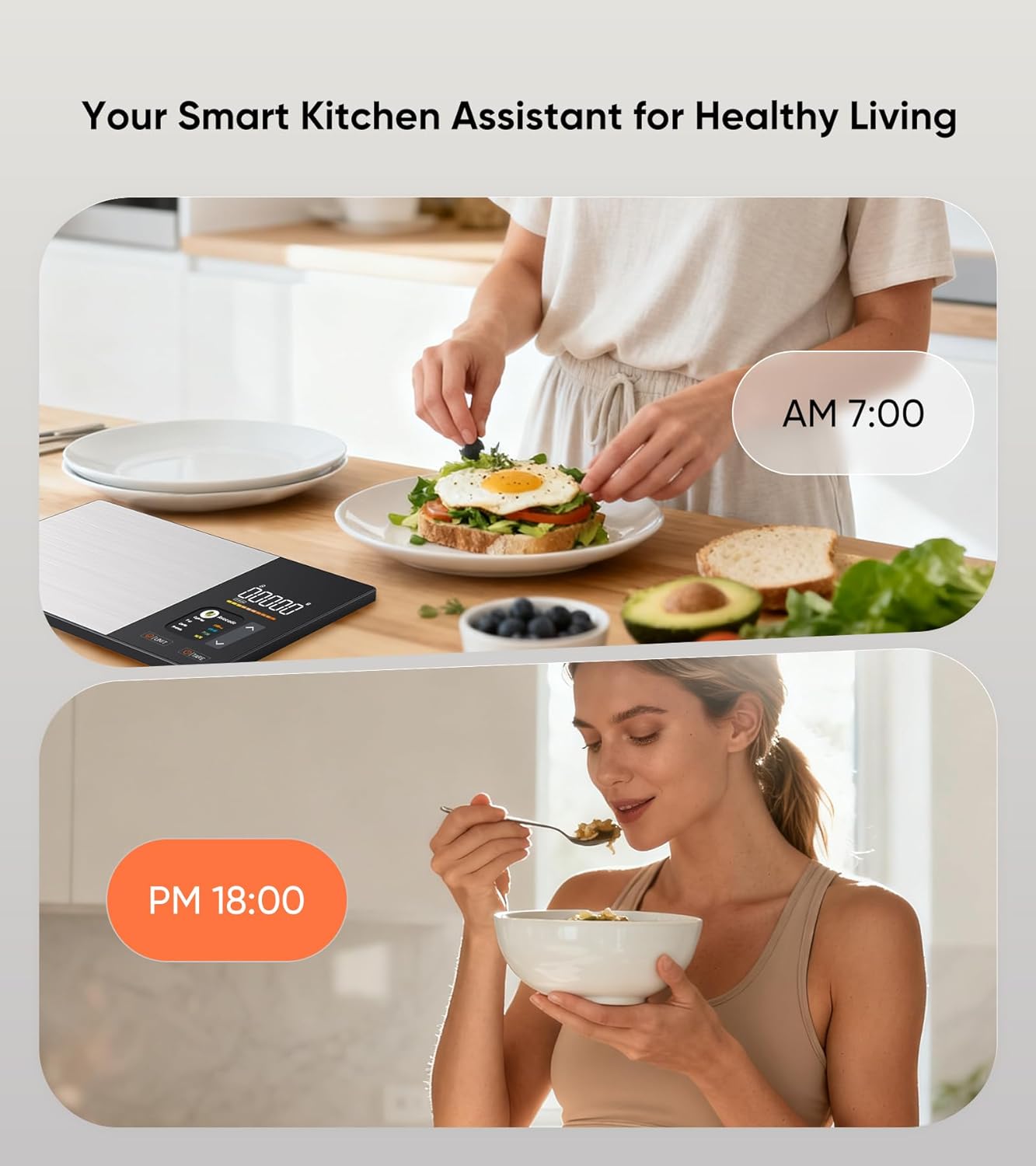 Balance nutrition intelligente : écran TFT, synchronisation avec application pour le suivi des calories et des macronutriments