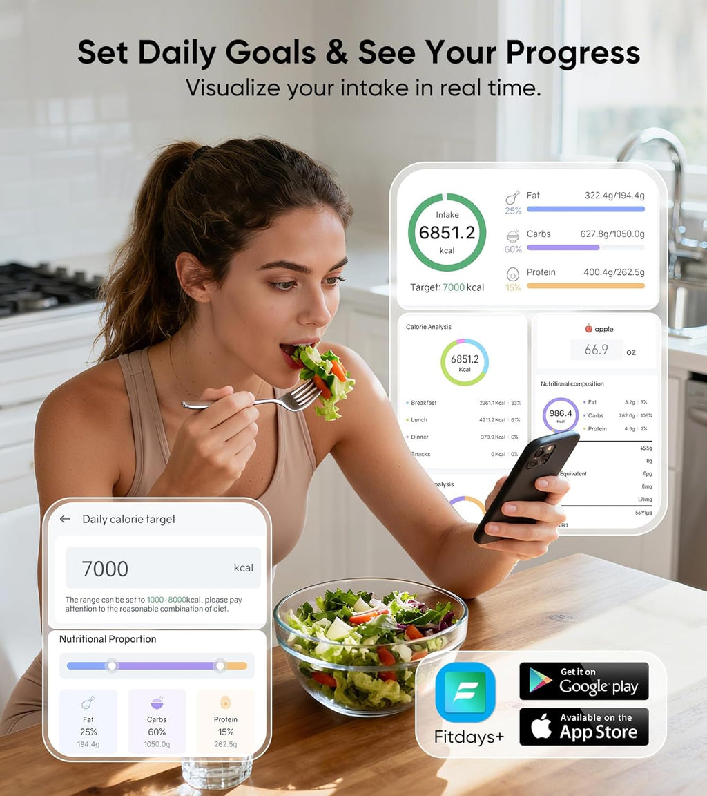 Balance nutrition intelligente : écran TFT, synchronisation avec application pour le suivi des calories et des macronutriments