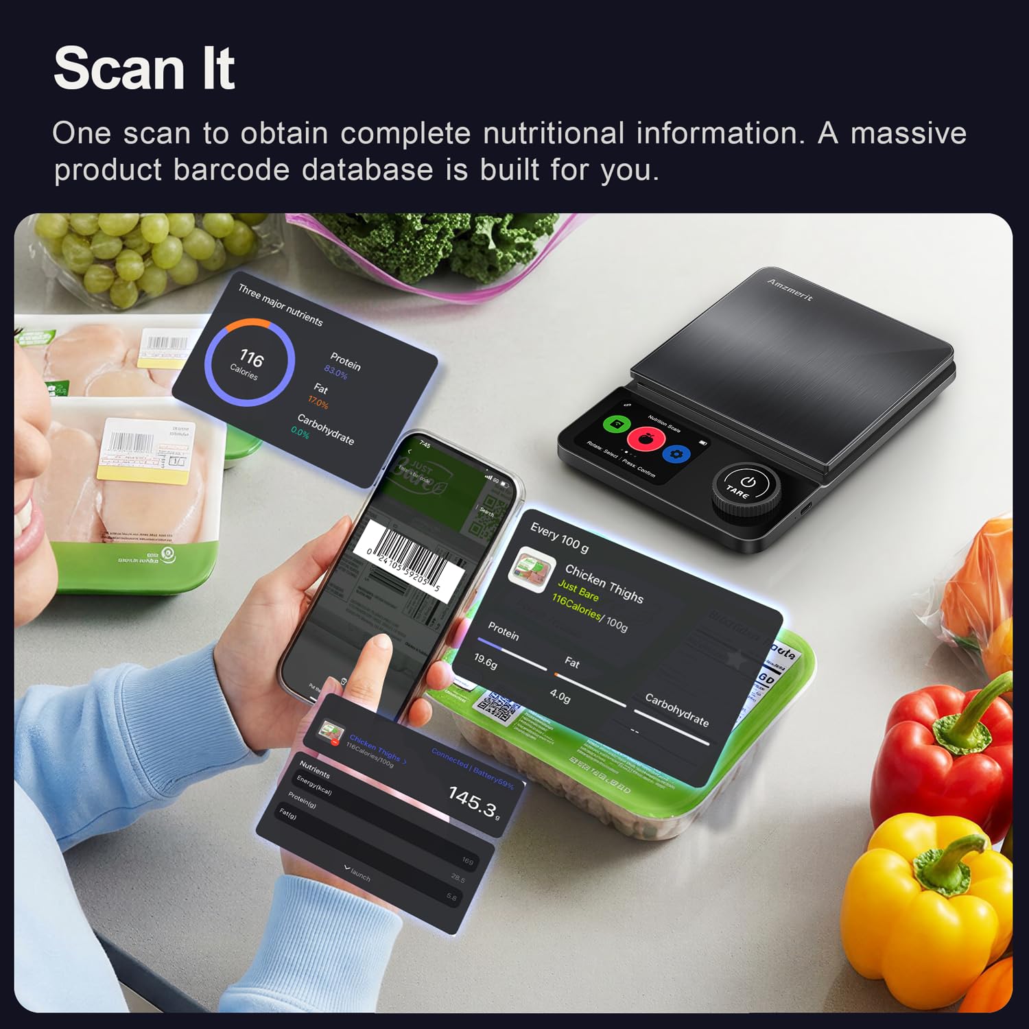 Precision Kitchen Scale With Nutritional Calculator For Digital Weight Loss Tracking