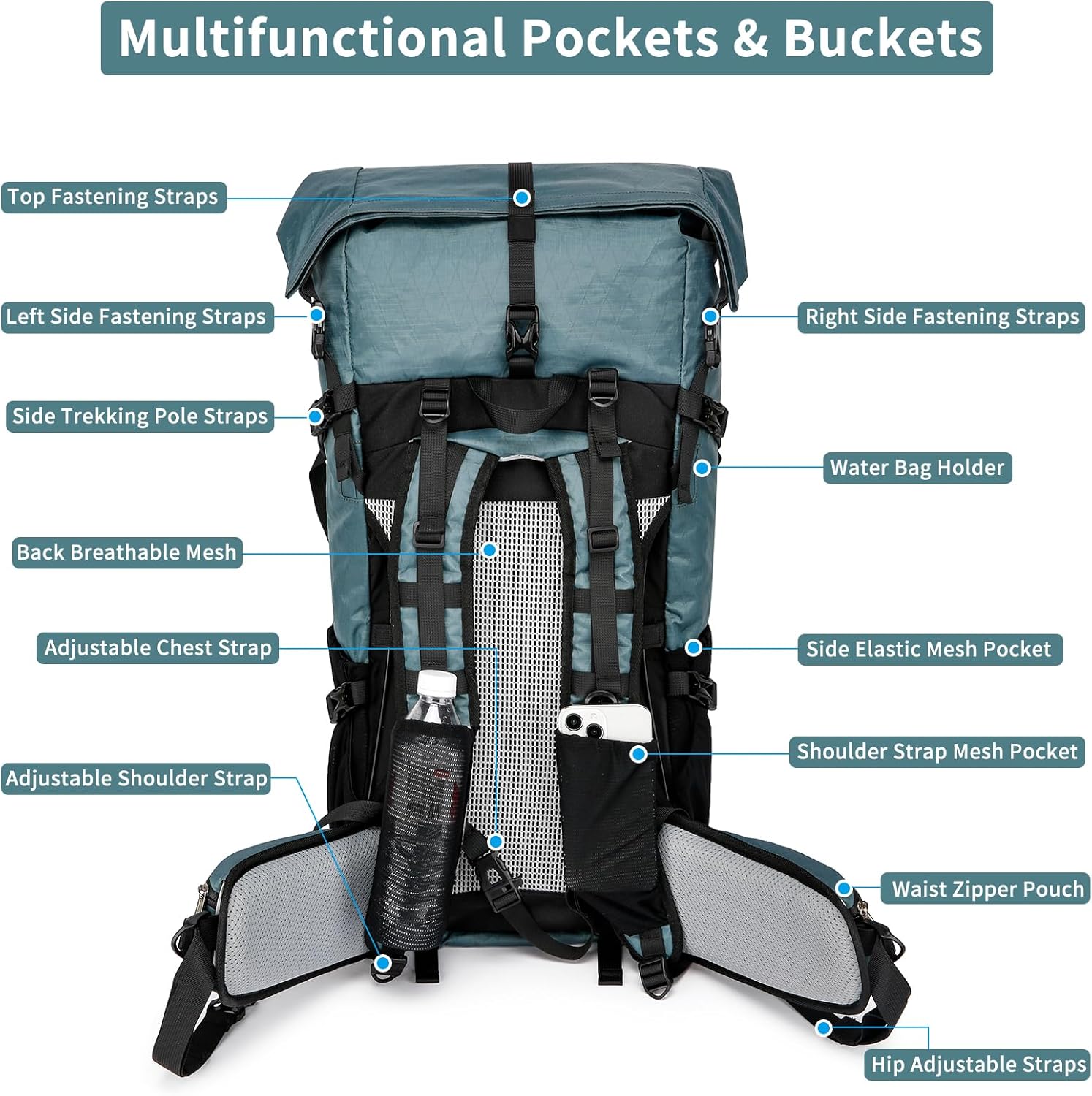 Adventure Gear 50L Hiking Pack With Internal Frame For Mountain Climbing And Camping - Ormexis