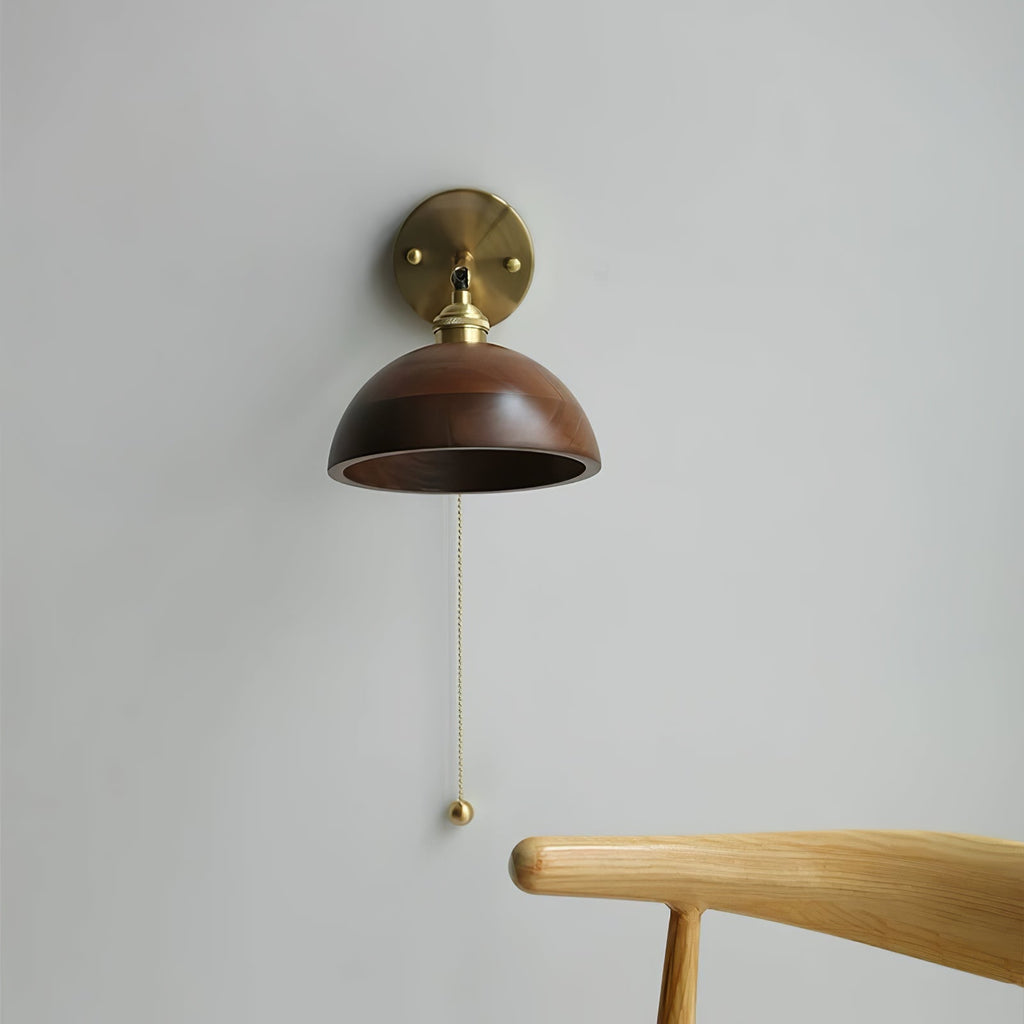 Vintage Wood Wall Lamp Brass Walnut Sconce Light | Ormexis
