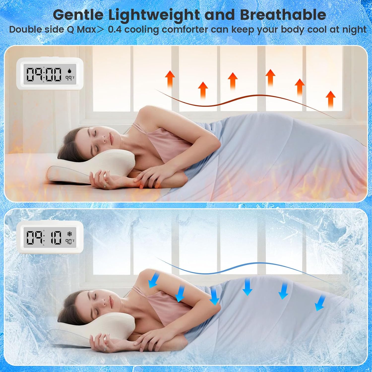 Couverture rafraîchissante Q-Max, double face, douce et respirante pour les personnes qui ont chaud la nuit