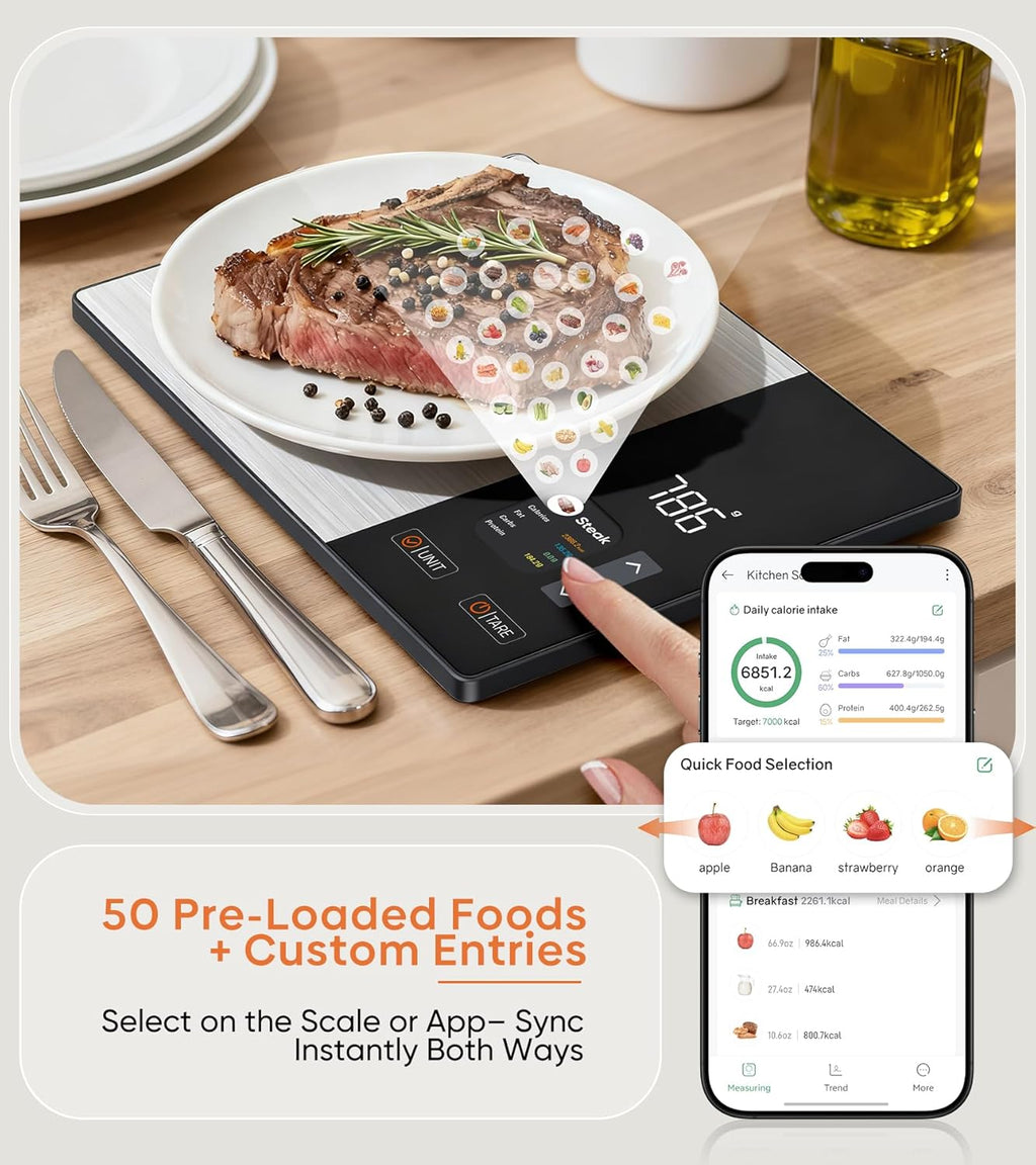 Balance nutrition intelligente : écran TFT, synchronisation avec application pour le suivi des calories et des macronutriments