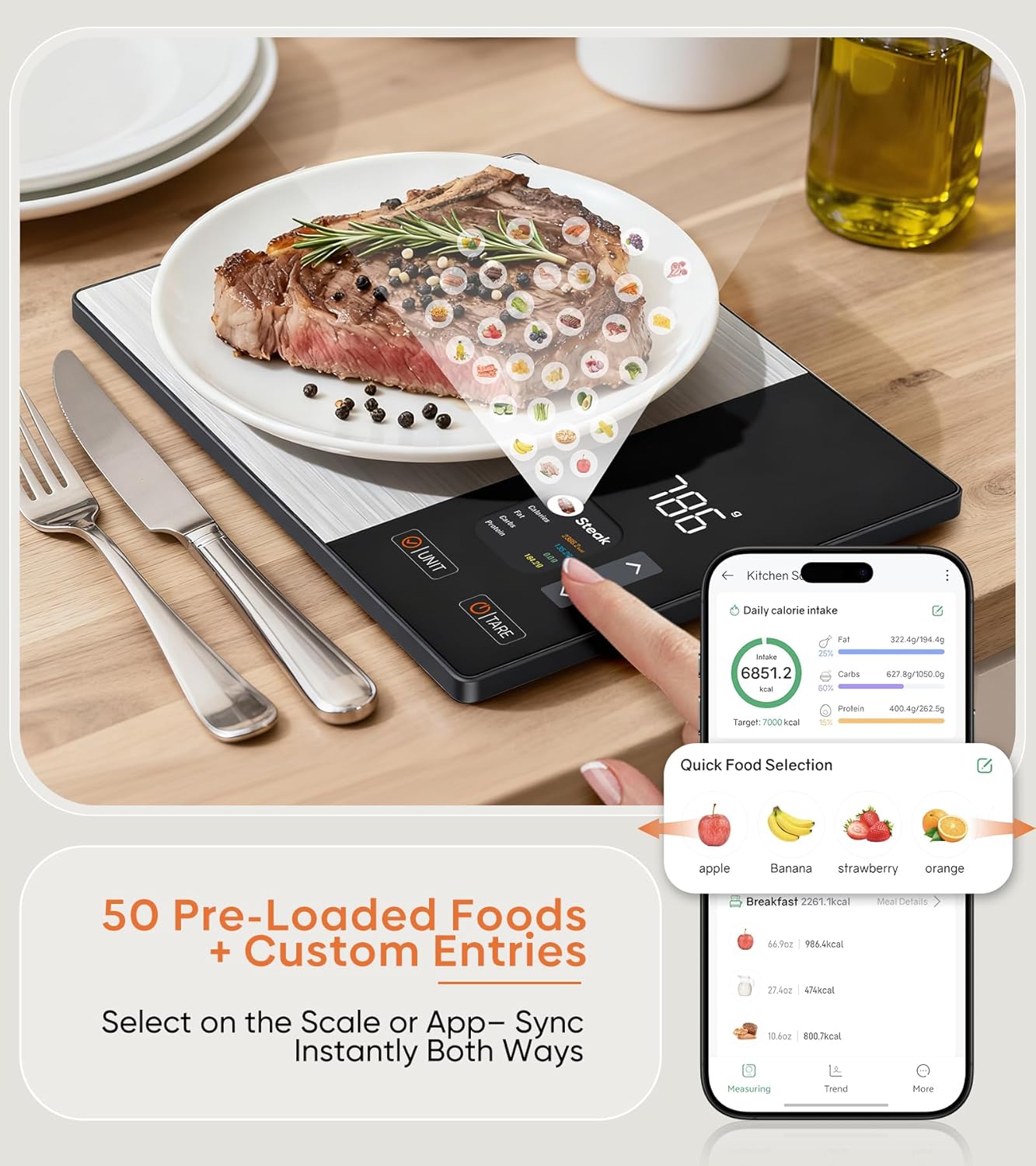 Balance nutrition intelligente : écran TFT, synchronisation avec application pour le suivi des calories et des macronutriments