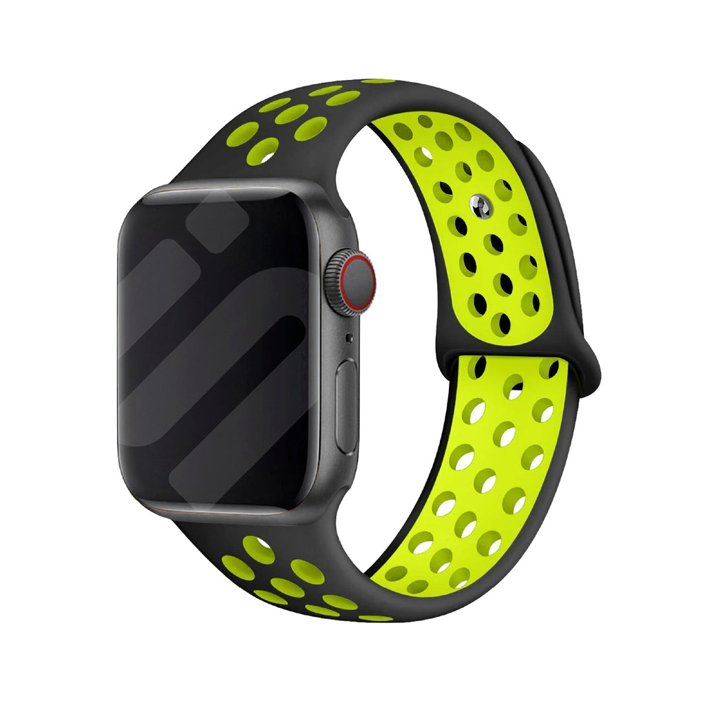 Sportarmbånd til Apple Watch i gule og sorte nuancer