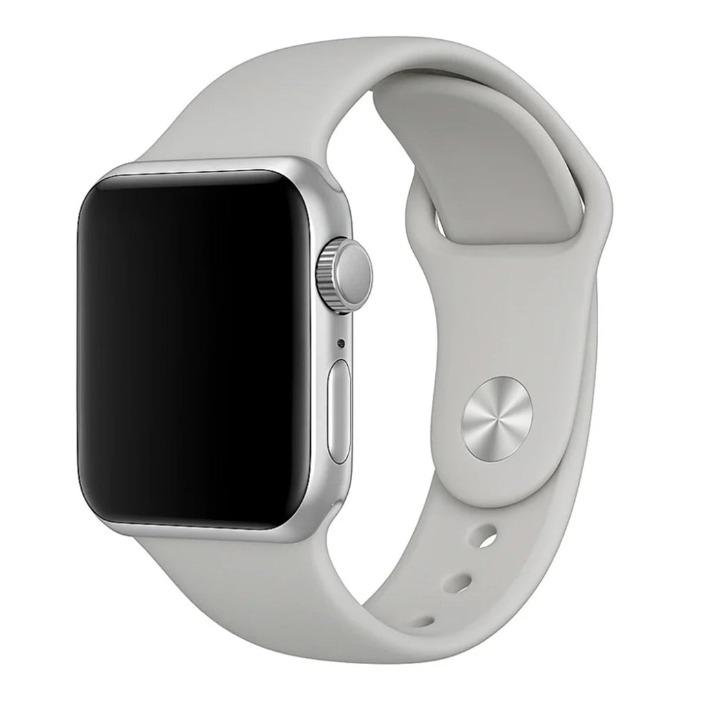 Grey Silicone Strap Compatible With Apple Watch Durable Lightweight Band