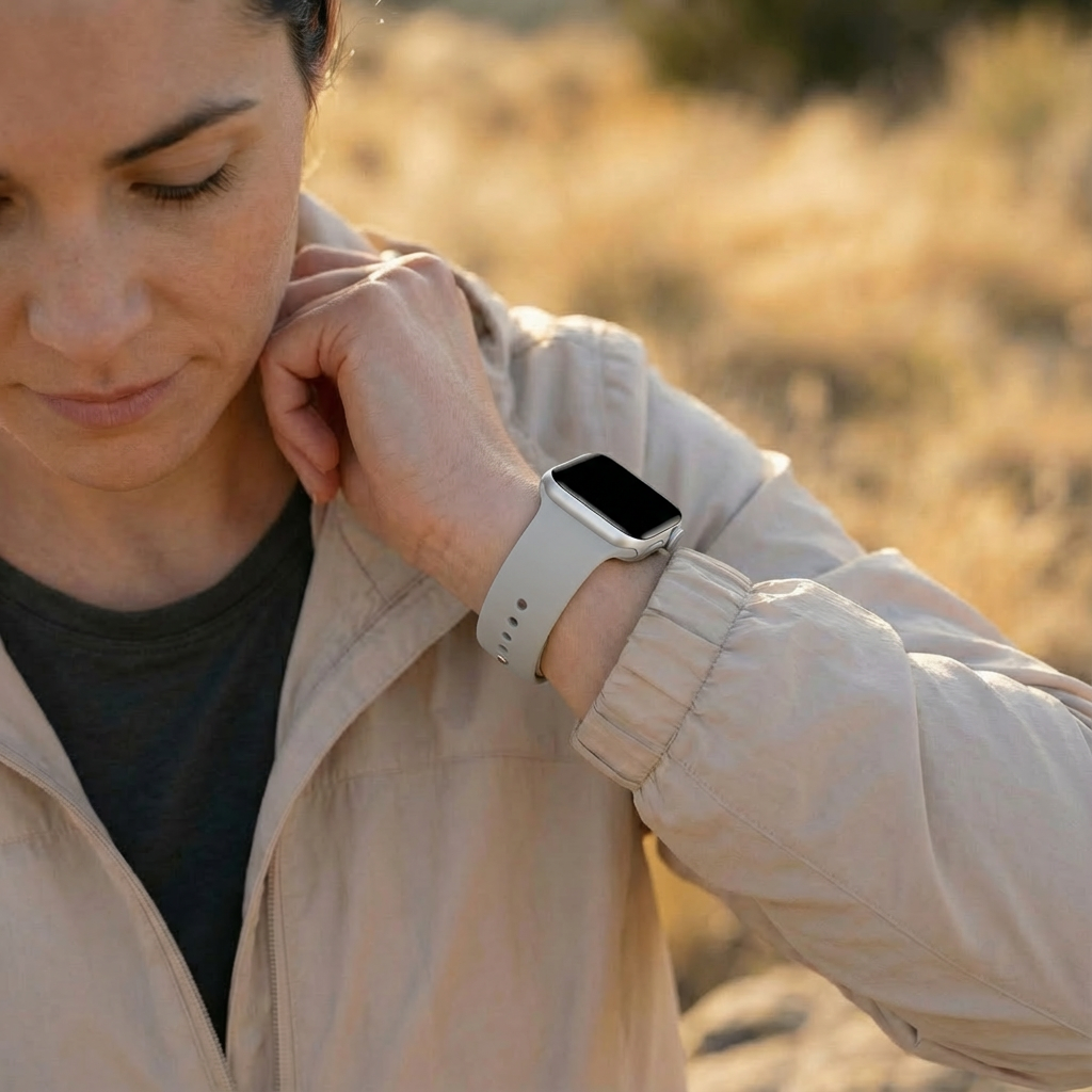 Šedý silikonový řemínek kompatibilní s Apple Watch, odolný a lehký pásek