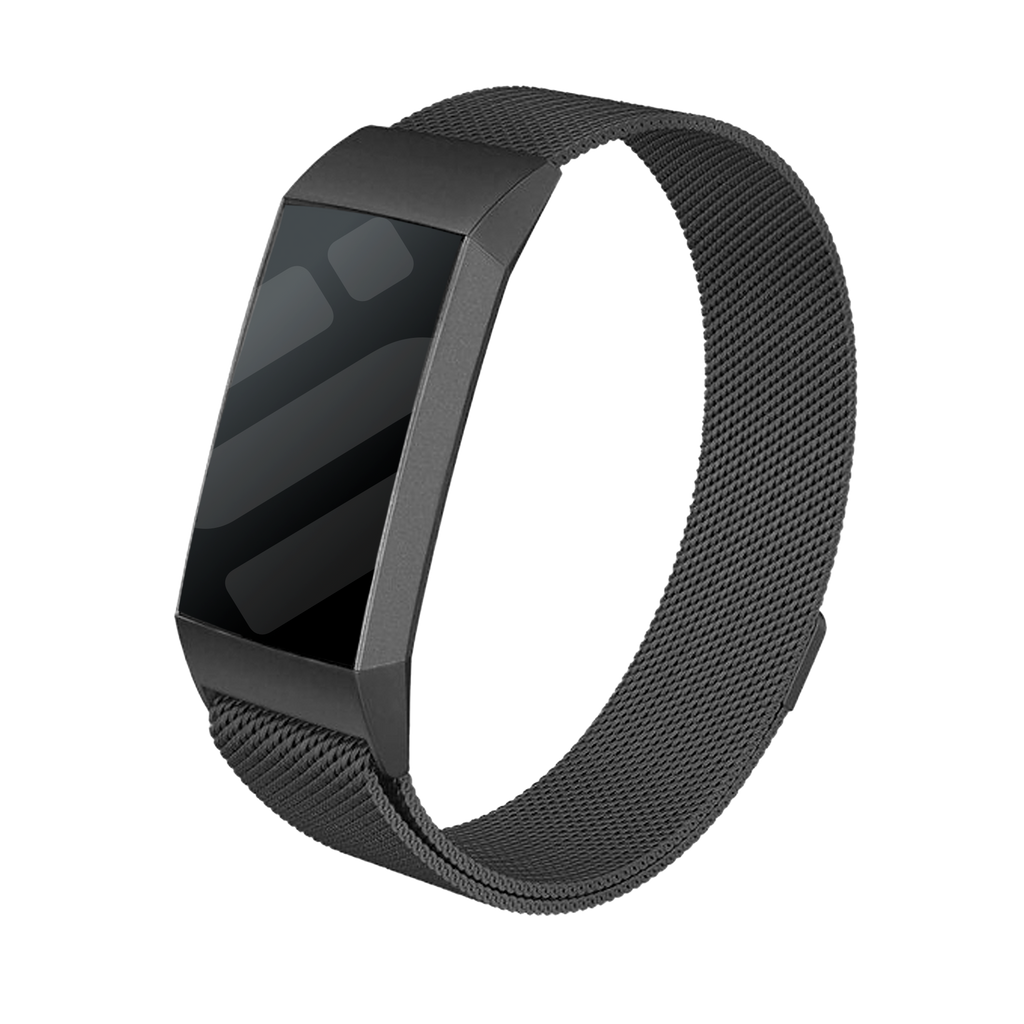 Fitbit Charge 4用ブラックミラネーゼストラップ交換用