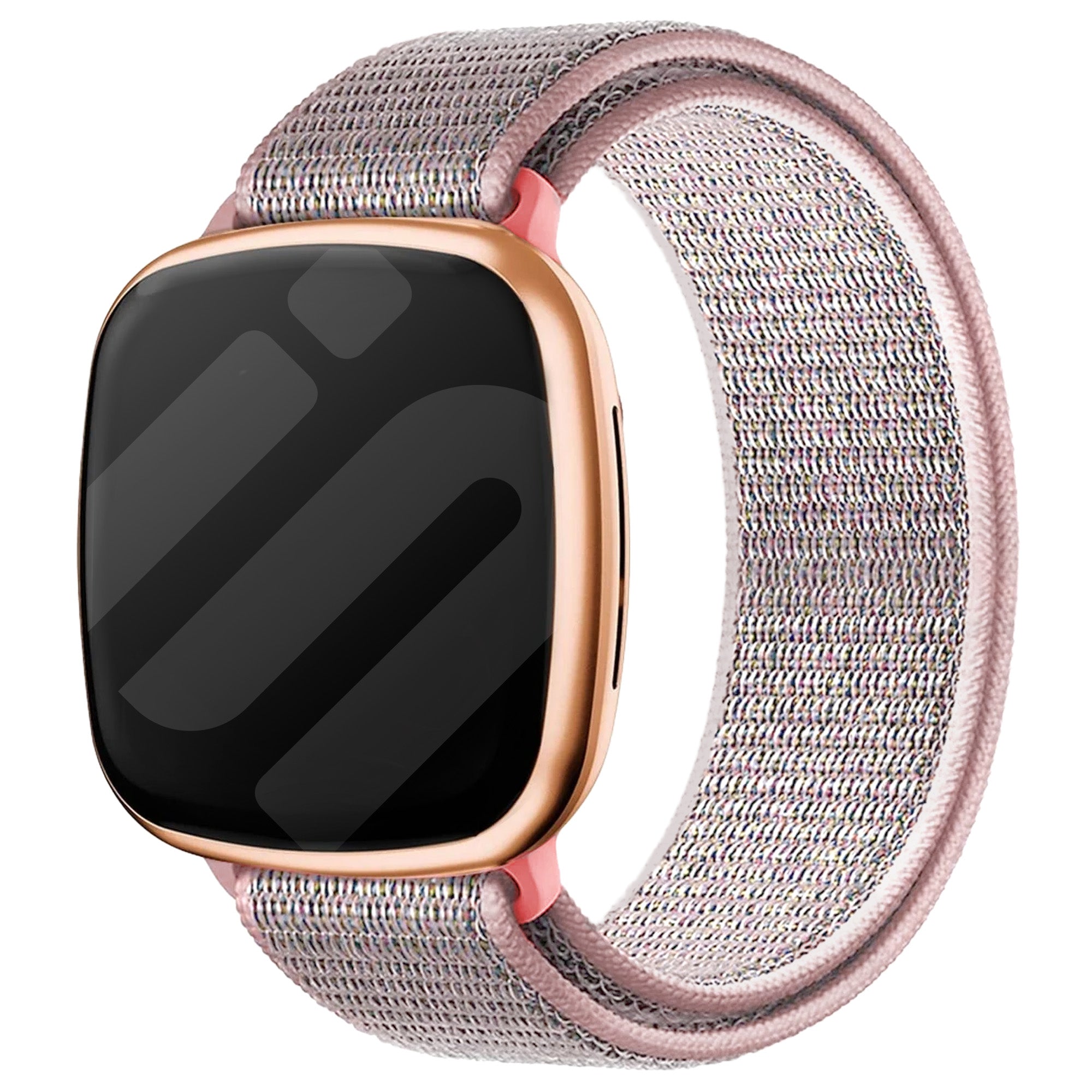 Cinturino di ricambio in nylon grigio e rosa per Fitbit Versa 3