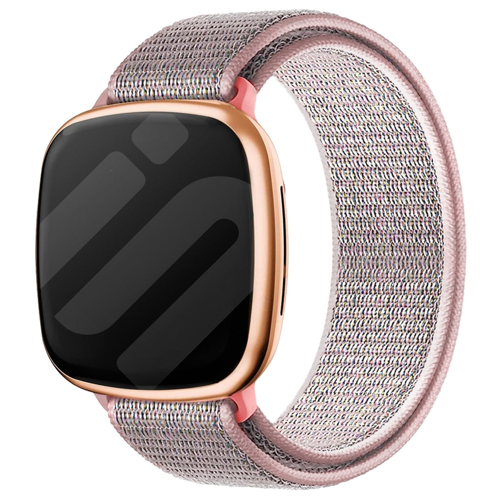 Dvoubarevný nylonový řemínek pro Fitbit Sense v šedé a růžové barvě