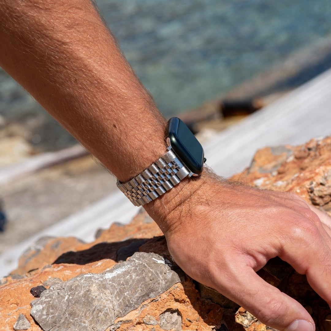 Jubilee rustfritt stål rem for Apple Watch sølv armbånd
