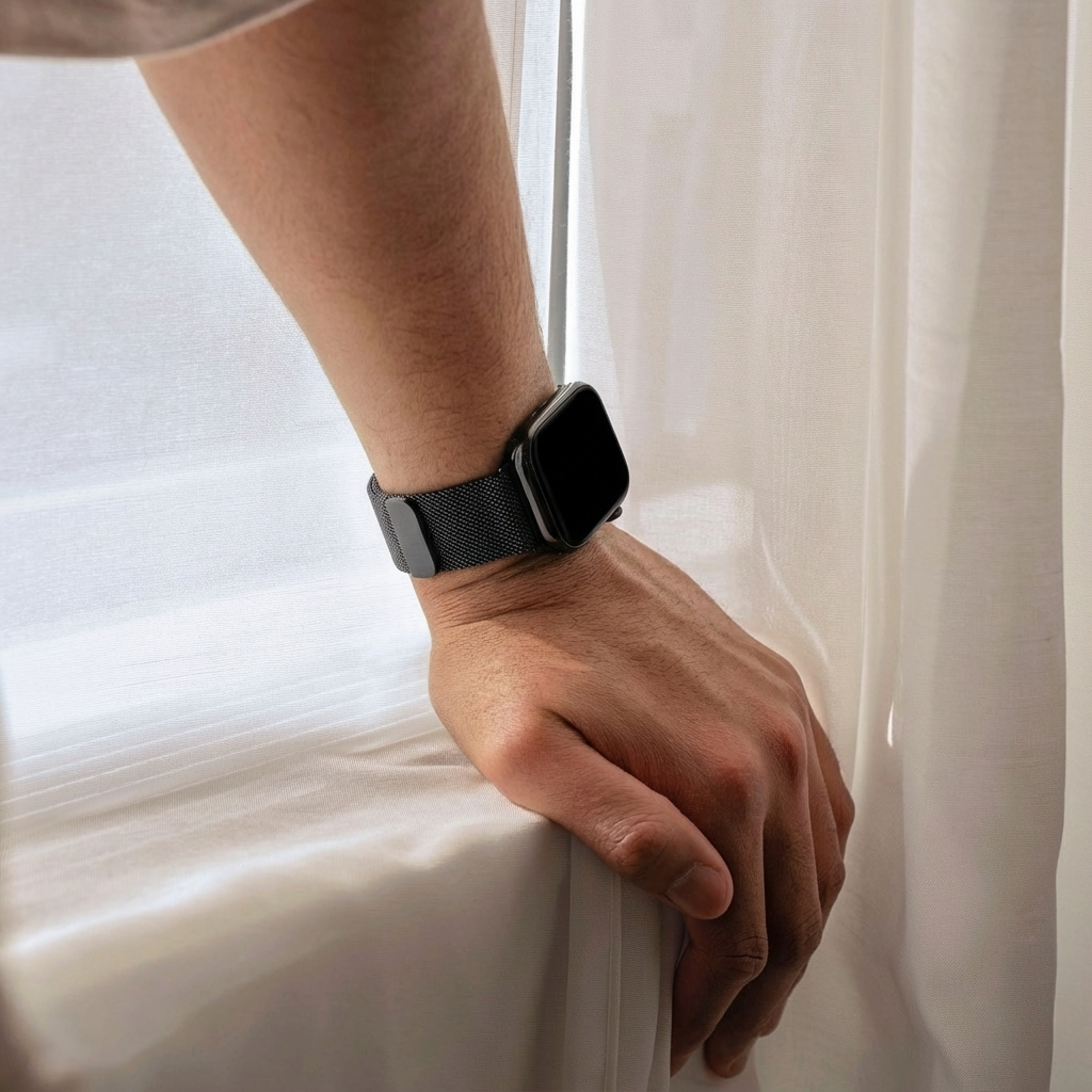 Apple Watch Milanese-mesharmband med spänne i svart