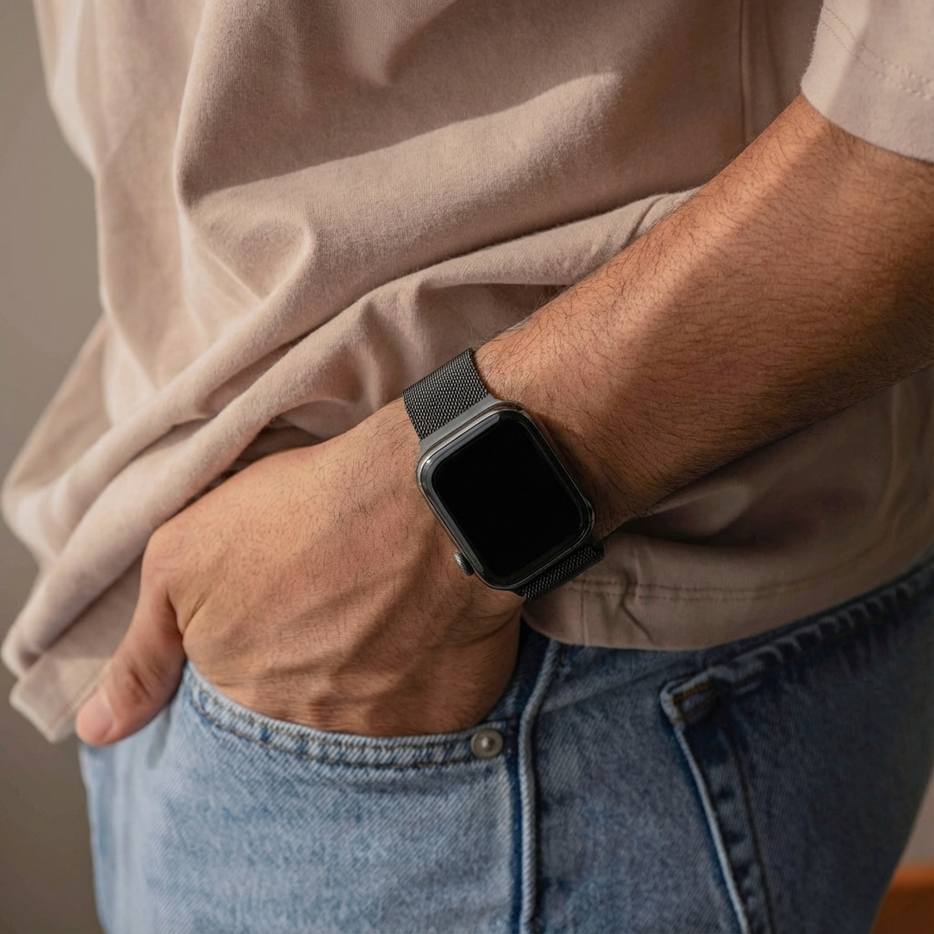 Apple Watch Milanese-mesharmband med spänne i svart
