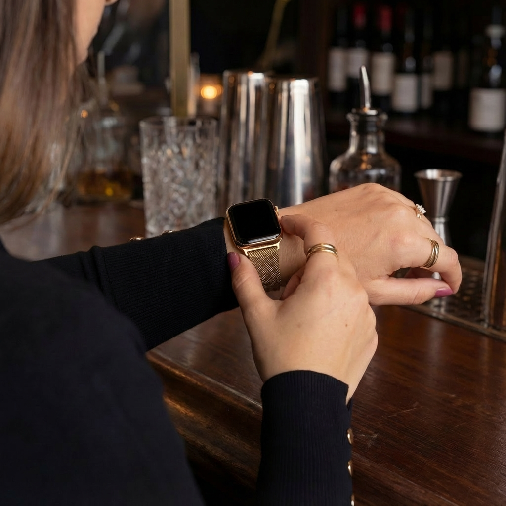 Pasek Milanese do Apple Watch w kolorze różowego złota z klamrą Premium