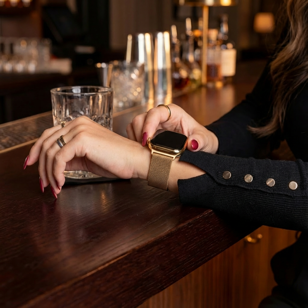Pasek Milanese do Apple Watch w kolorze różowego złota z klamrą Premium