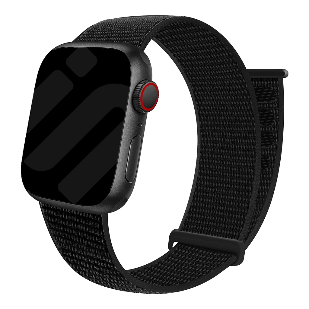 Curea din nailon pentru Apple Watch cu închizător Velcro, versiunea neagră