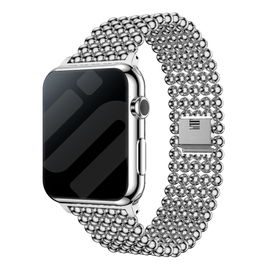 The Apple Watch Beaded Steel Band In Silver Finish