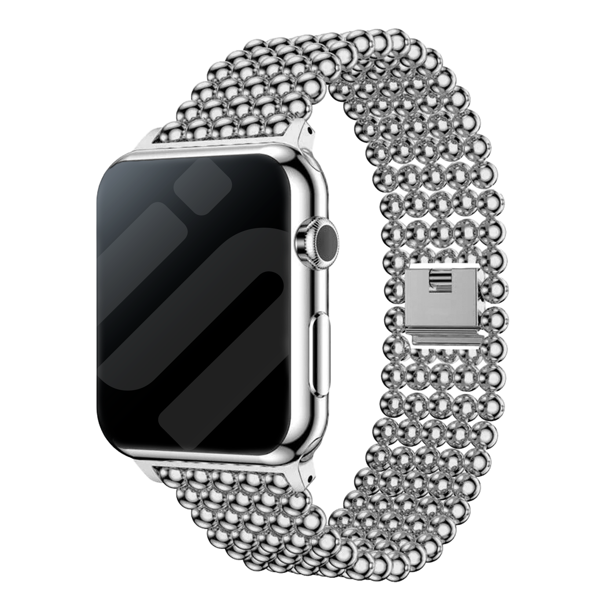 The Apple Watch Beaded Steel Band In Silver Finish