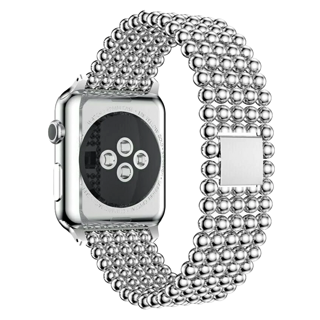 The Apple Watch Beaded Steel Band In Silver Finish
