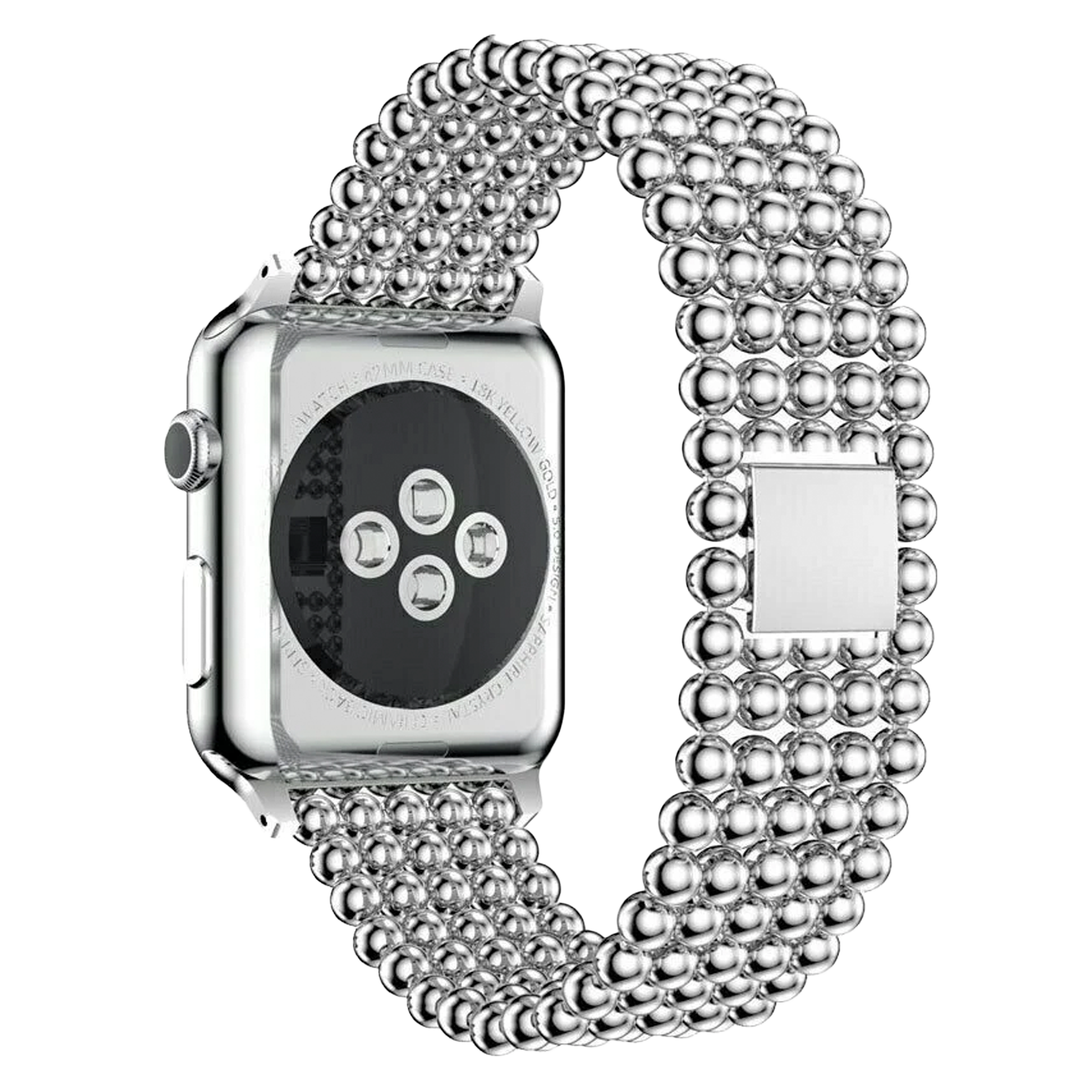 The Apple Watch Beaded Steel Band In Silver Finish