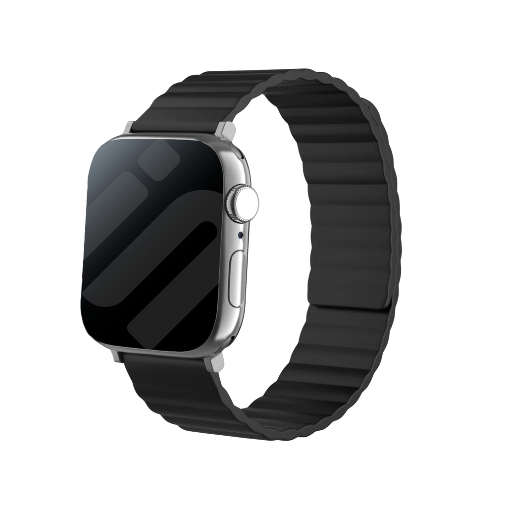 Black Finish Strap With Magnetic Silicone For Apple Watch