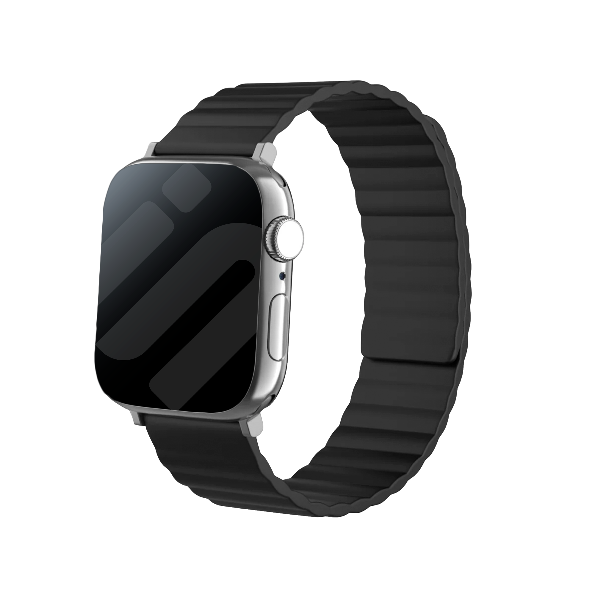 Black Finish Strap With Magnetic Silicone For Apple Watch