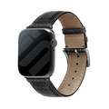 Černý kožený řemínek Apple Watch s krokodýlím vzorem