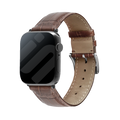 Apple Watch Crocodile-Grain Leather Band In Rich Brown