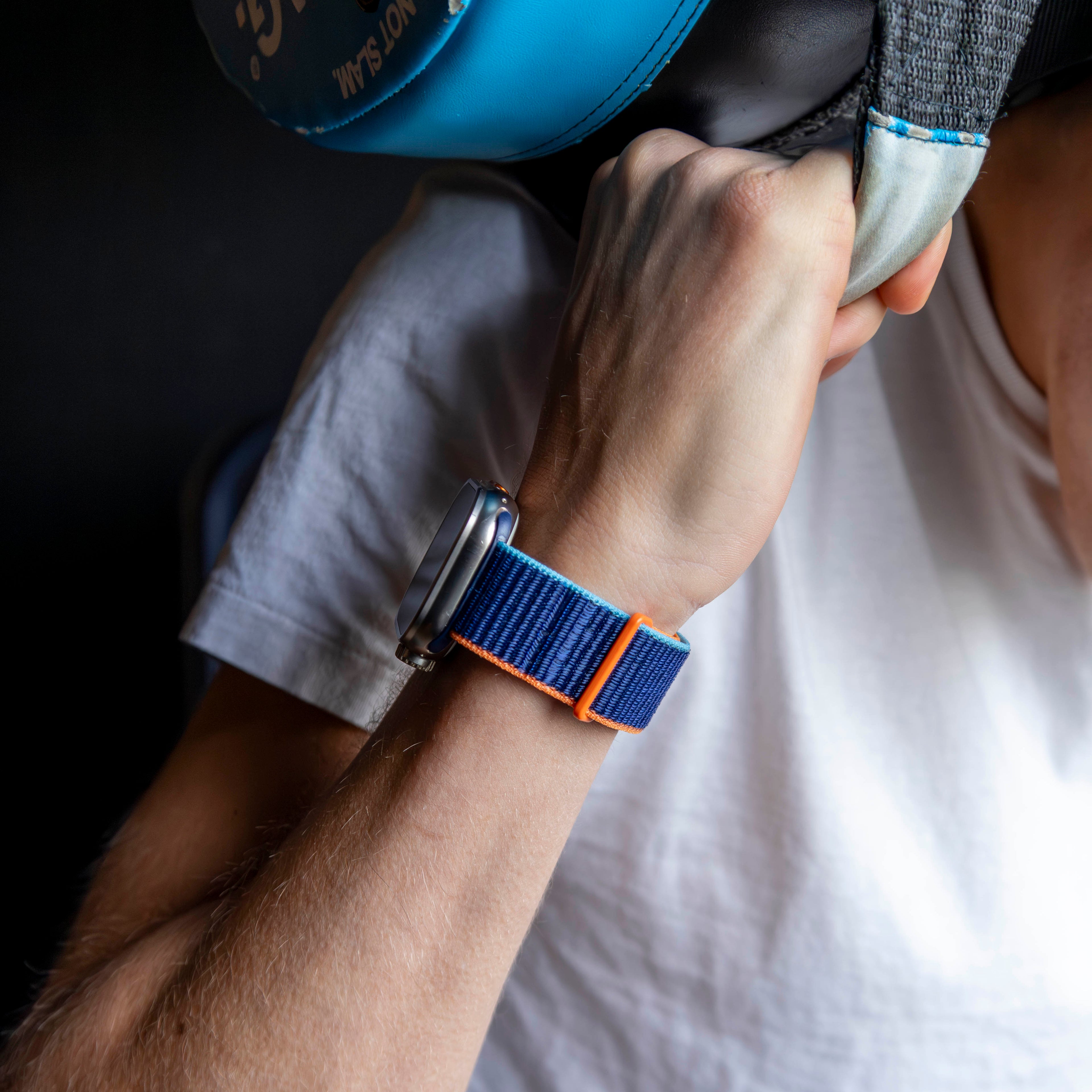 Classic Apple Watch Nylon Strap Loop In Dark Blue Shade