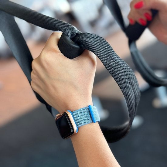 Cinturino di ricambio per Apple Watch con loop in nylon di colore blu