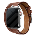 Apple Watch-lærrem med dobbel tour i rik brun