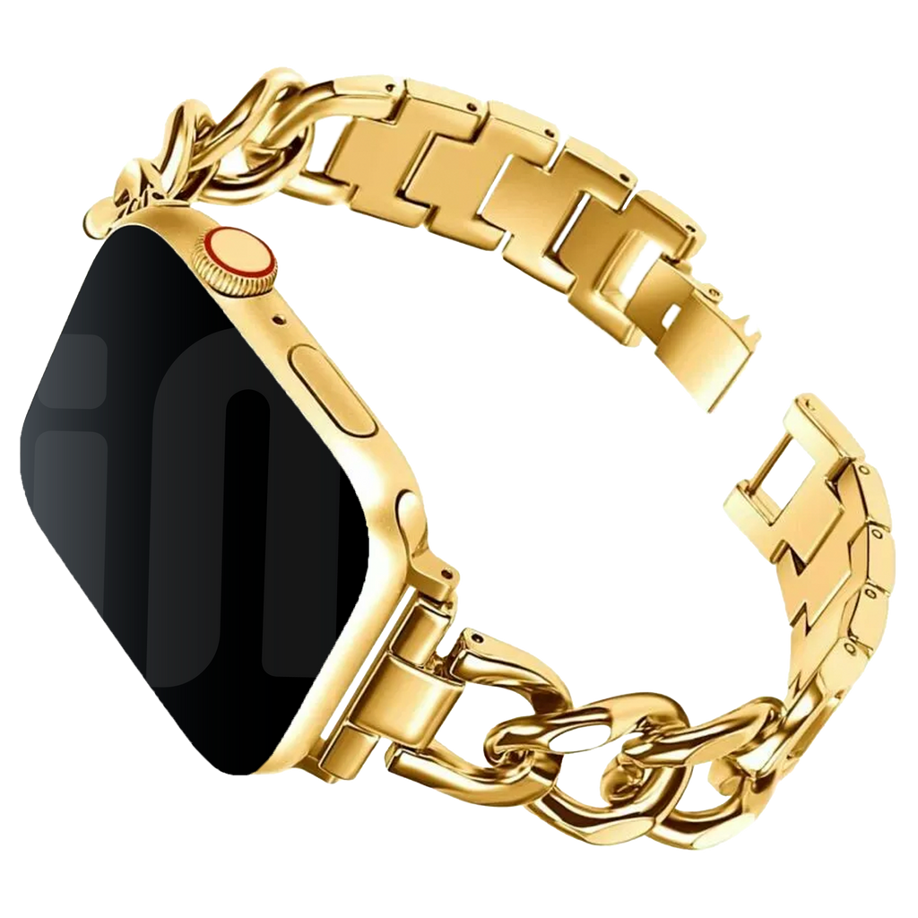Elegant Gold Stainless Steel Chain Band Compatible With Apple Watch