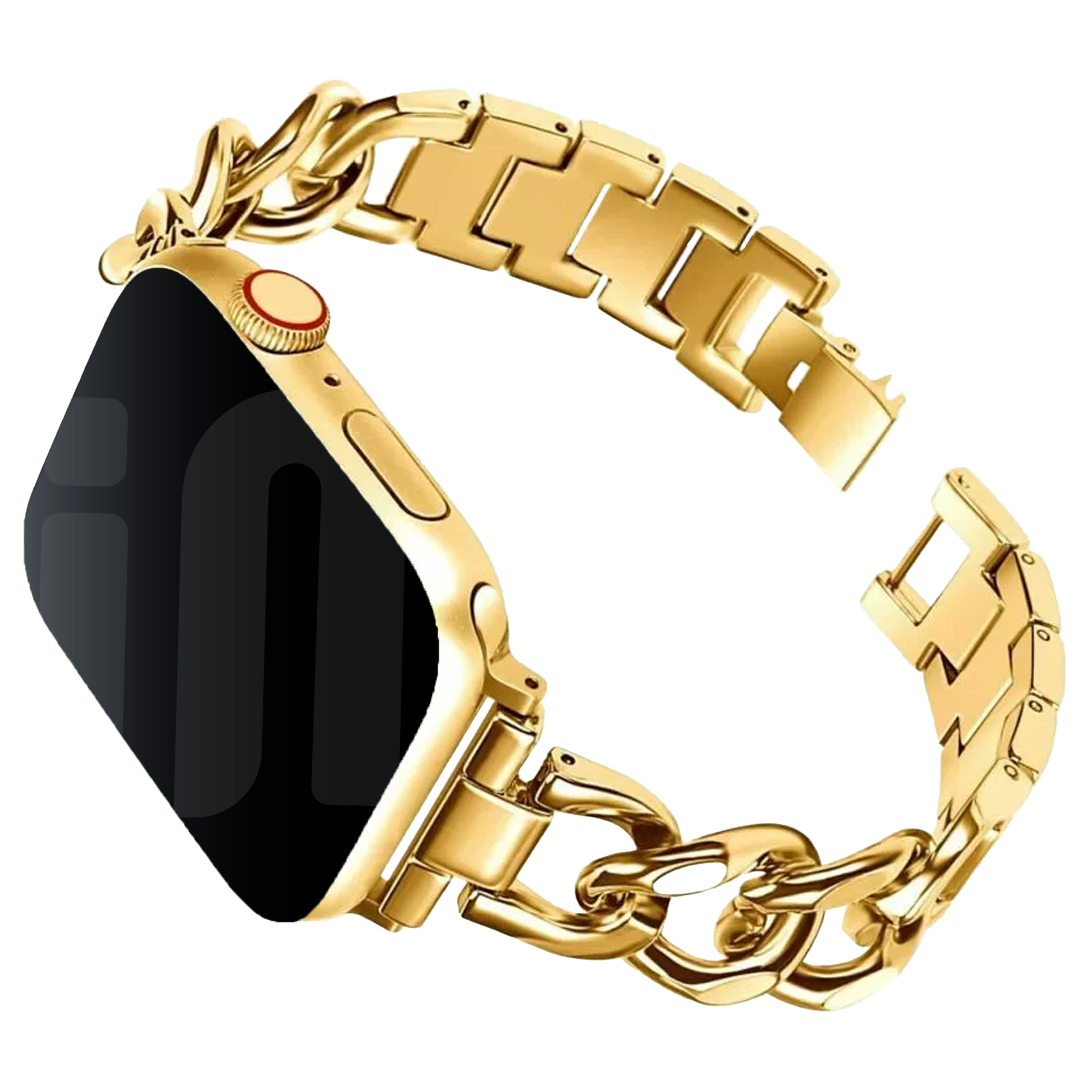 Elegant Gold Stainless Steel Chain Band Compatible With Apple Watch