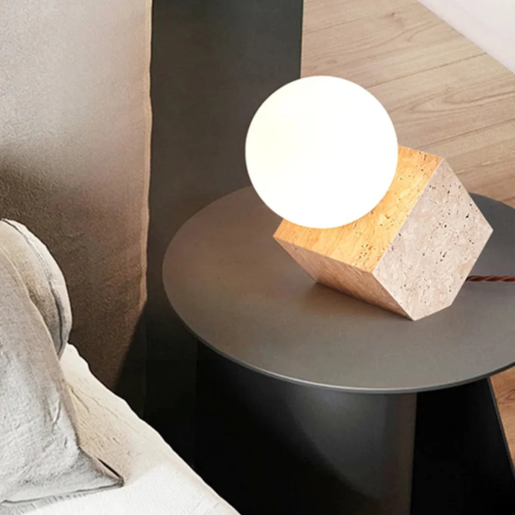 Stone Cube Orb Table Lamp | Ormexis