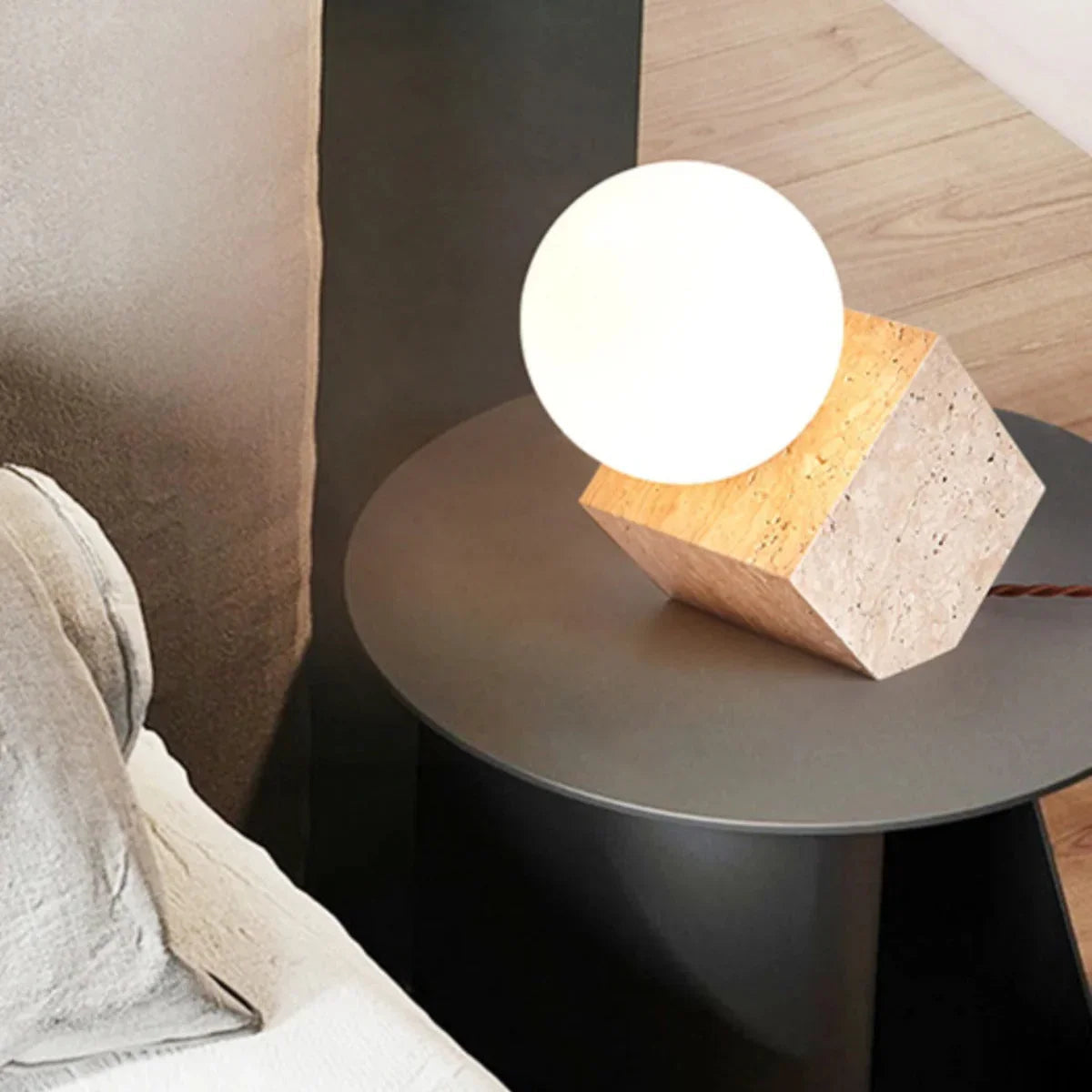 Stone Cube Orb Table Lamp | Ormexis