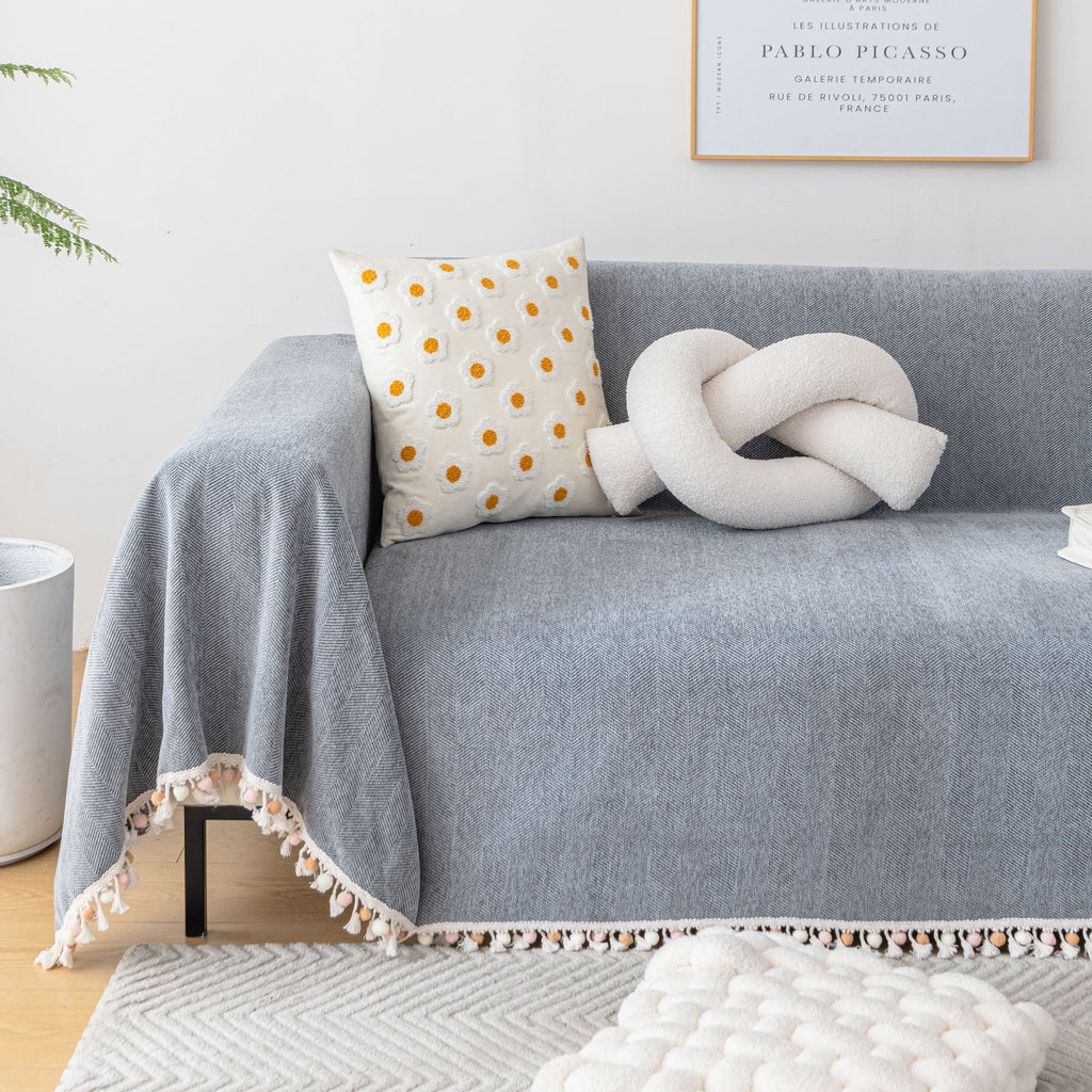 Herringbone Tassel Sofa Cover | Ormexis