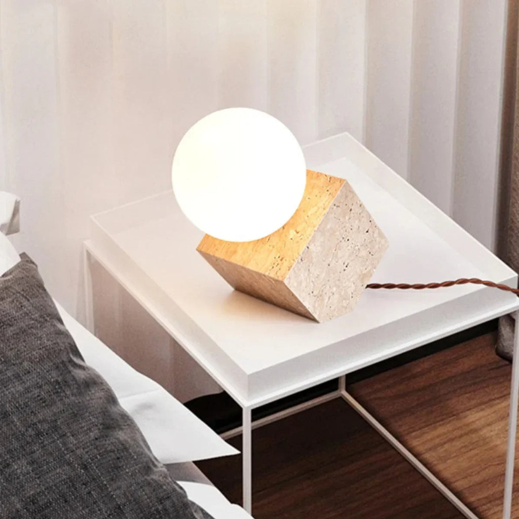 Stone Cube Orb Table Lamp | Ormexis